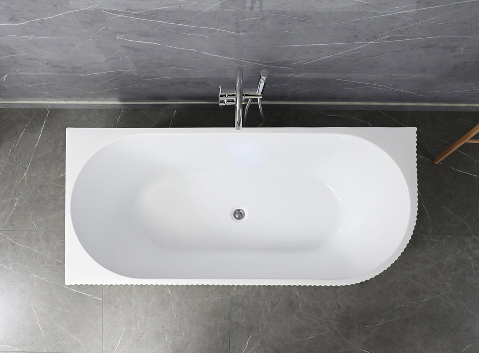 Sorrento Fluted Groove 1500mm Corner (Left) Gloss White Bathtub AC-1500L
