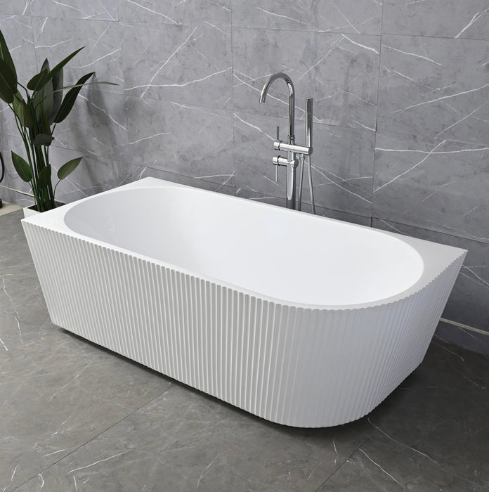 Sorrento Fluted Groove 1500mm Corner (Left) Gloss White Bathtub AC-1500L