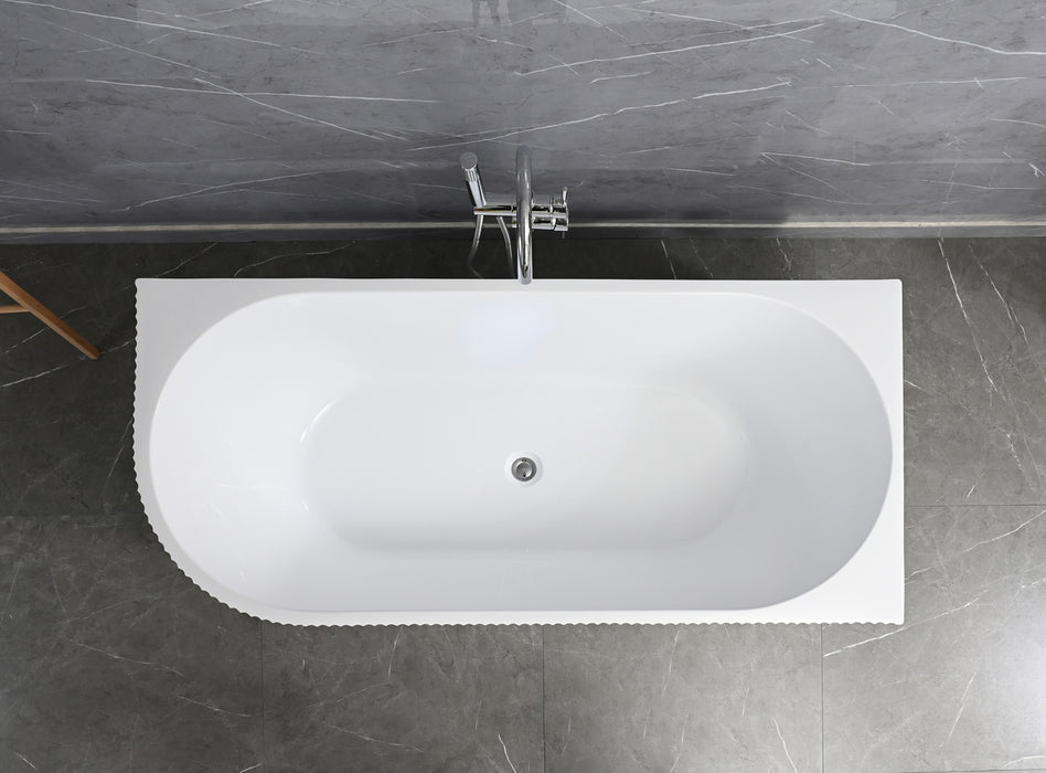 Sorrento Fluted Groove 1500mm Corner (Right) Gloss White Bathtub AC-1500R