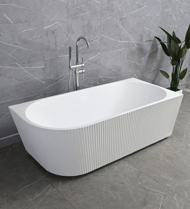 Sorrento Fluted Groove 1500mm Corner (Right) Gloss White Bathtub AC-1500R