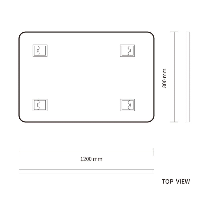 Black Framed Rectangular 1200x800 Mirror FMR1-12080-B