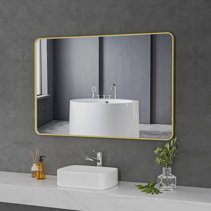 Brushed Gold Framed Rectangular 1200x800 Mirror FMR1-12080-GD