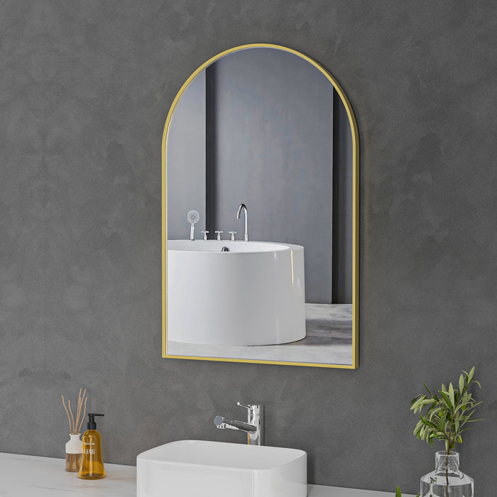 Brushed Gold Framed Arched 600x900 Mirror FMR3-6090-GD