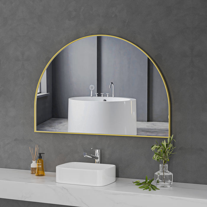 Brushed Gold Framed Arched 1200x800 Mirror FMR4-12080-GD