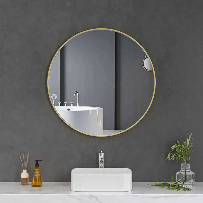 Brushed Gold Framed Round 800mm Mirror FMR7-80-GD