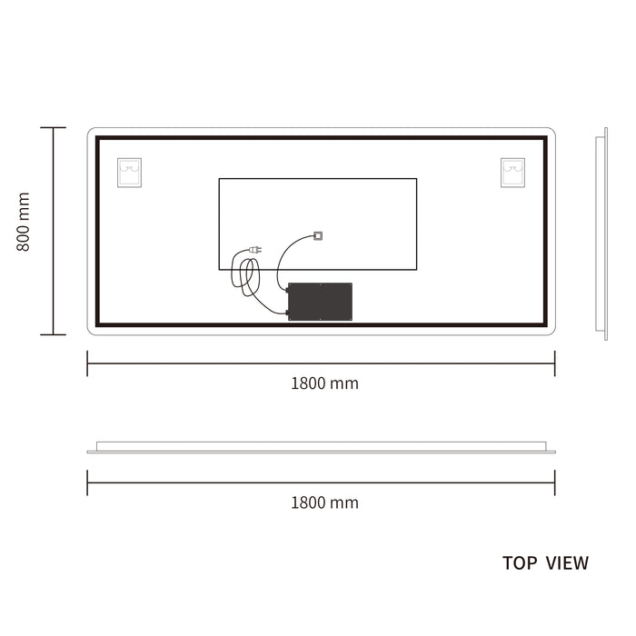 LED Mirror 1800x800 Rectangular Frameless Touch Backlit LED Mirror MR1-18080