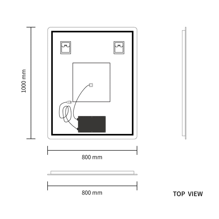 LED Mirror 800x1000 Rectangular Frameless Touch Backlit LED Mirror MR1-80100