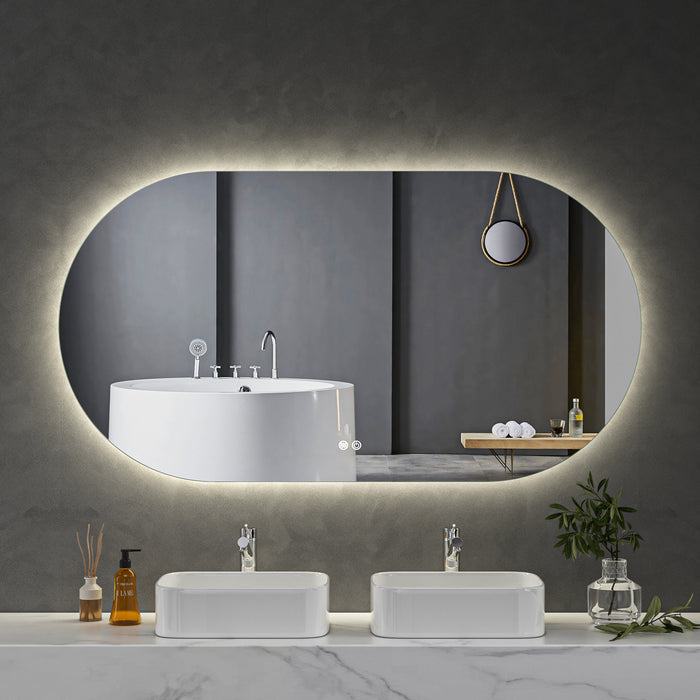 LED Mirror 1500x800 Oval Frameless Touch Backlit LED Mirror MR6-15080