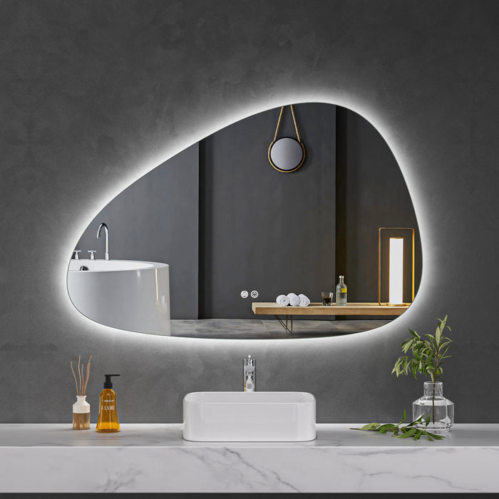 LED Mirror 1200x800 Pebble Frameless Touch Backlit LED Mirror MR8-12080R