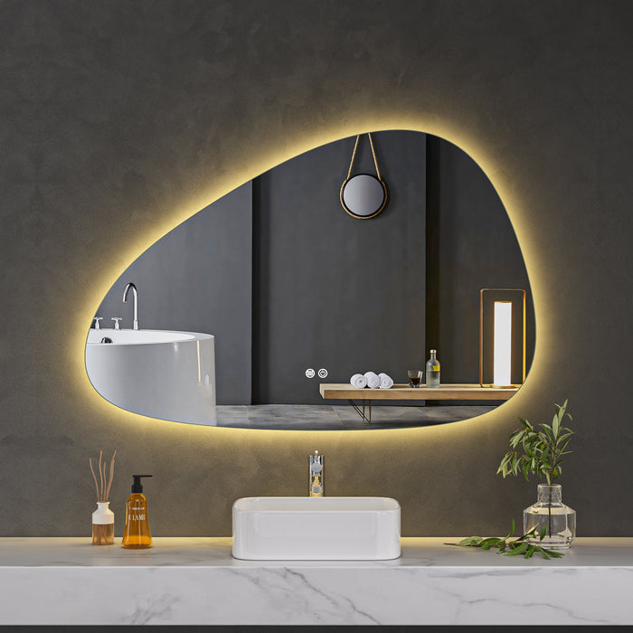 LED Mirror 1200x800 Pebble Frameless Touch Backlit LED Mirror MR8-12080R