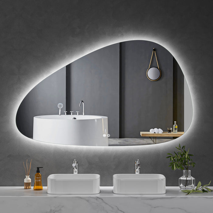 LED Mirror 1500x900 Pebble Frameless Touch Backlit LED Mirror MR8-15090R