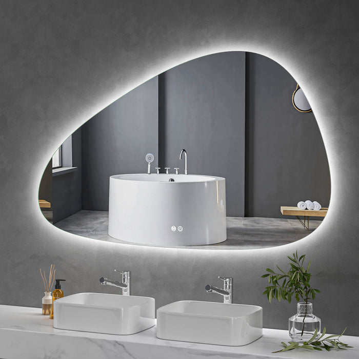 LED Mirror 1500x900 Pebble Frameless Touch Backlit LED Mirror MR8-15090R