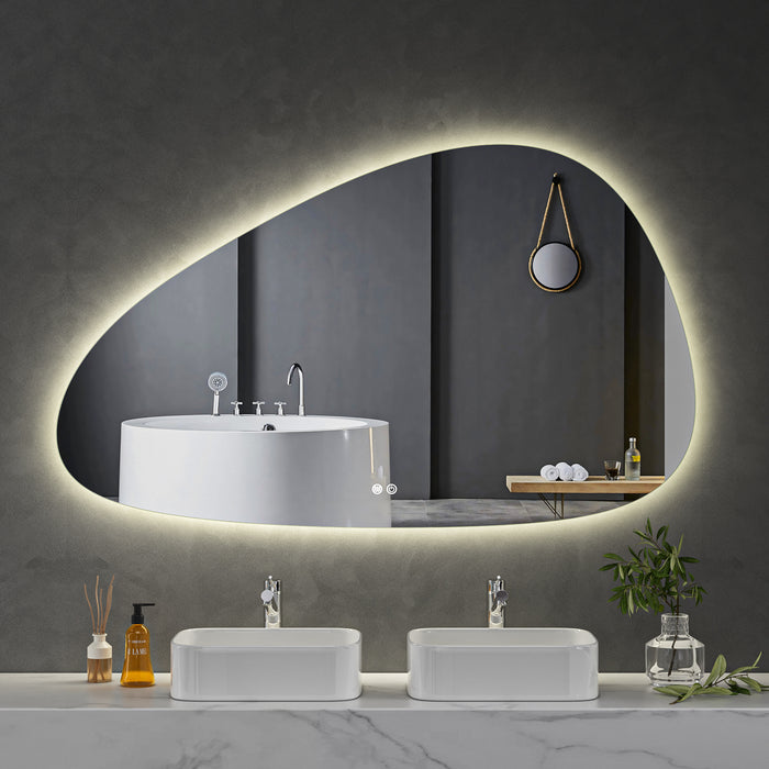 LED Mirror 1500x900 Pebble Frameless Touch Backlit LED Mirror MR8-15090R