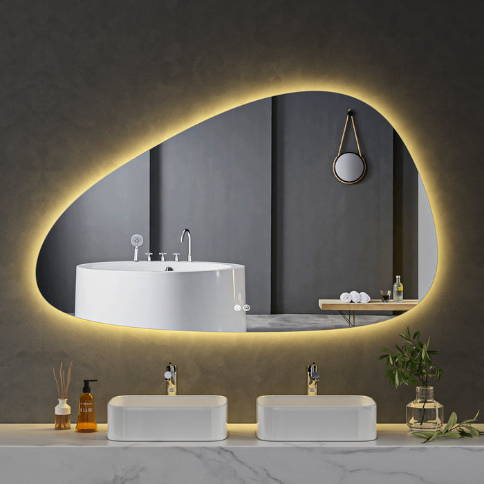 LED Mirror 1500x900 Pebble Frameless Touch Backlit LED Mirror MR8-15090R