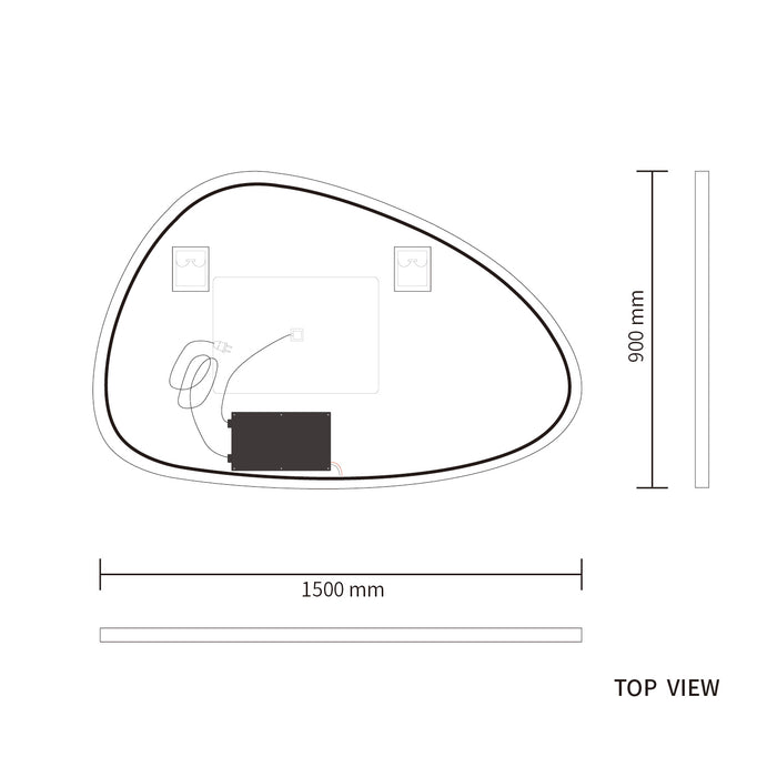 LED Mirror 1500x900 Pebble Frameless Touch Backlit LED Mirror MR8-15090R