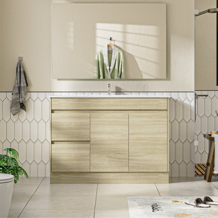 Roma 1200mm Natural Oak Timber Look Freestanding Vanity V2FS-1200(L/R)-T1
