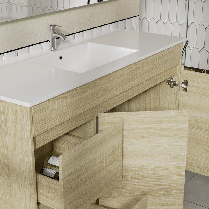 Roma 1200mm Natural Oak Timber Look Freestanding Vanity V2FS-1200(L/R)-T1