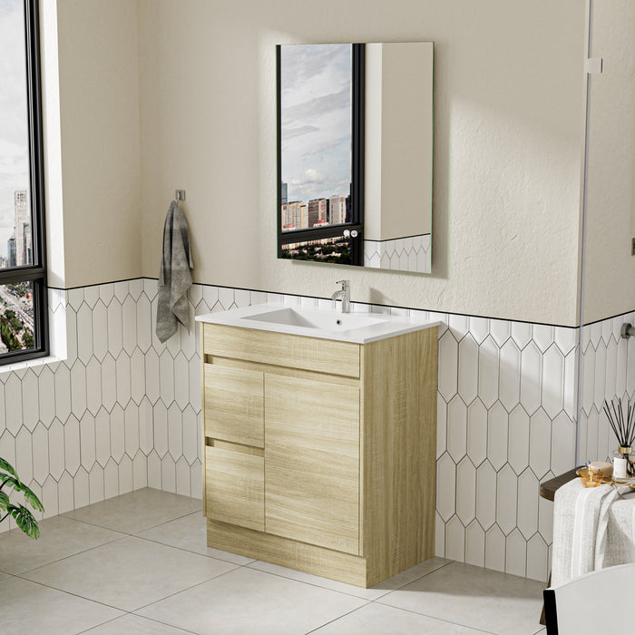 Roma 750mm Natural Oak Timber Look Freestanding Vanity V2FS-750(L/R)-T1