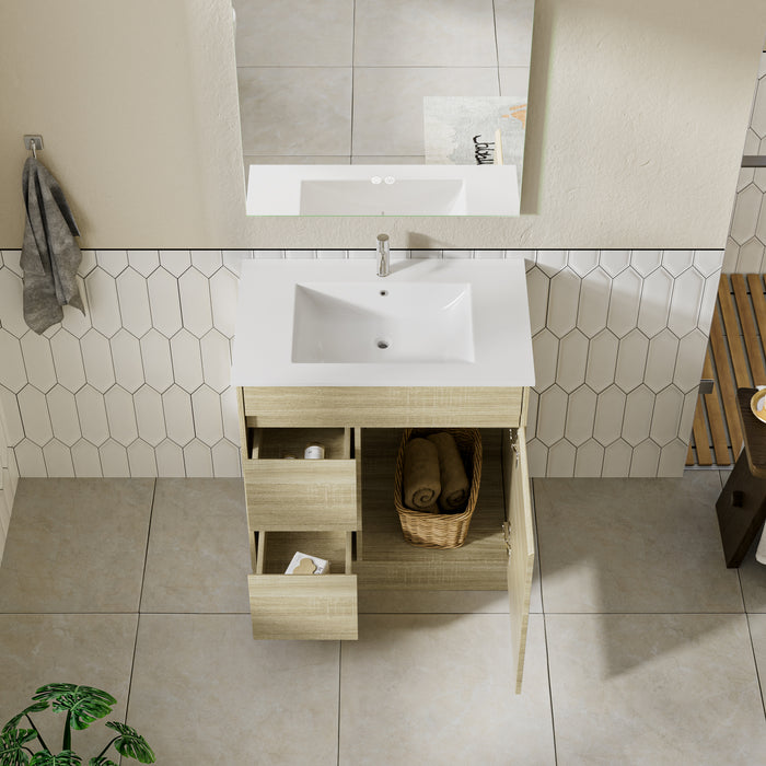 Roma 750mm Natural Oak Timber Look Freestanding Vanity V2FS-750(L/R)-T1