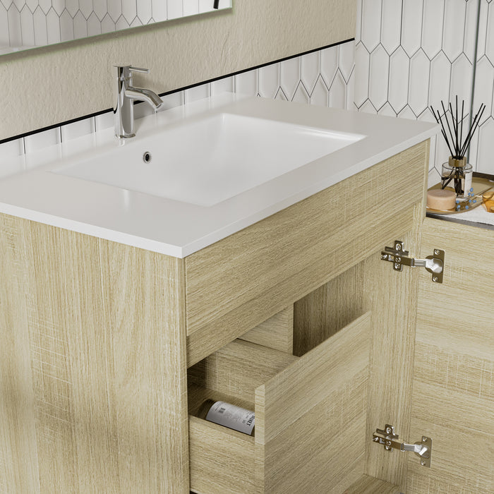 Roma 750mm Natural Oak Timber Look Freestanding Vanity V2FS-750(L/R)-T1