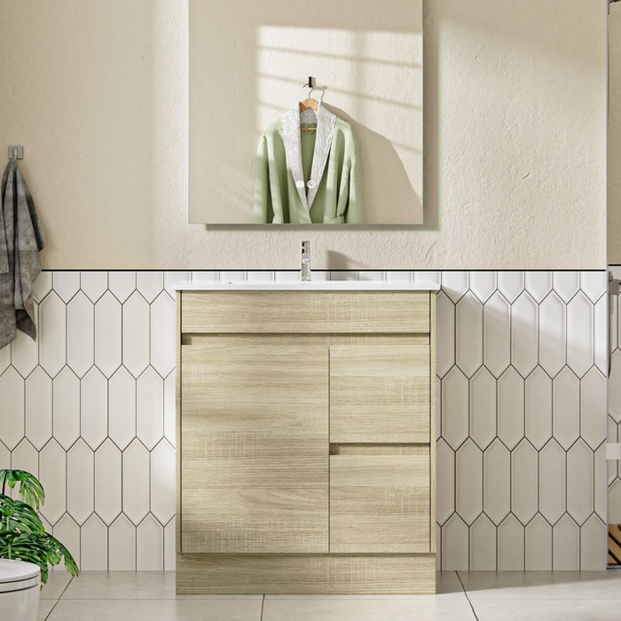 Roma 750mm Natural Oak Timber Look Freestanding Vanity V2FS-750(L/R)-T1