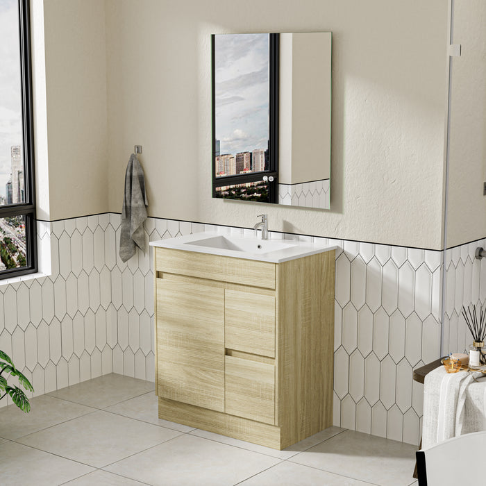 Roma 750mm Natural Oak Timber Look Freestanding Vanity V2FS-750(L/R)-T1