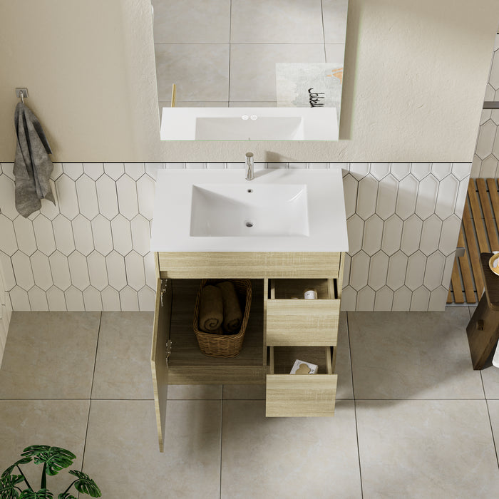 Roma 750mm Natural Oak Timber Look Freestanding Vanity V2FS-750(L/R)-T1