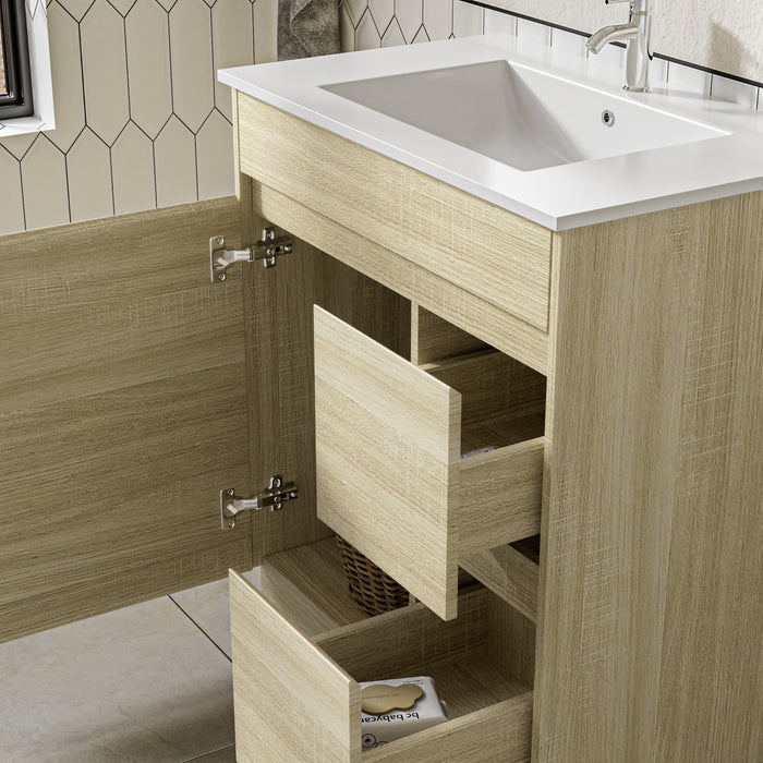 Roma 750mm Natural Oak Timber Look Freestanding Vanity V2FS-750(L/R)-T1