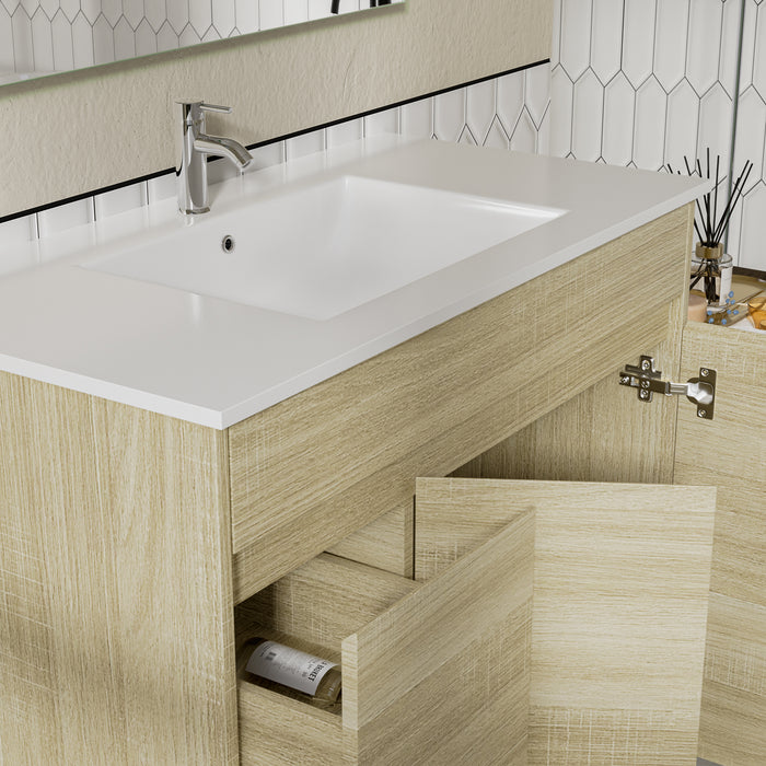 Roma 900mm Natural Oak Timber Look Freestanding Vanity V2FS-900(L/R)-T1