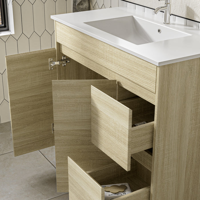 Roma 900mm Natural Oak Timber Look Freestanding Vanity V2FS-900(L/R)-T1