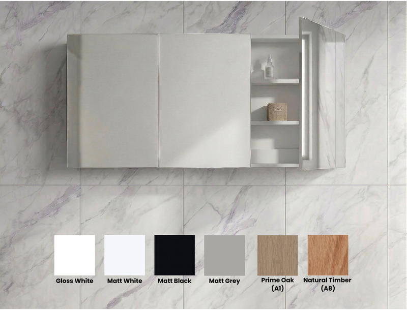 Brighton 600/750/900/1200mm Rectangular Matte White/ Gloss White/ Matt Black/ Matt Grey/ Prime Oak(A1)/ Natural Timber(A8) Shaving Cabinet