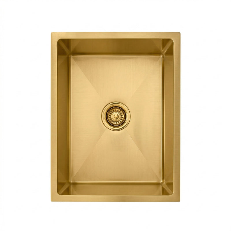 Emma 350x450x220 Brushed Brass Gold Single Bowl Stainless Steel Sink