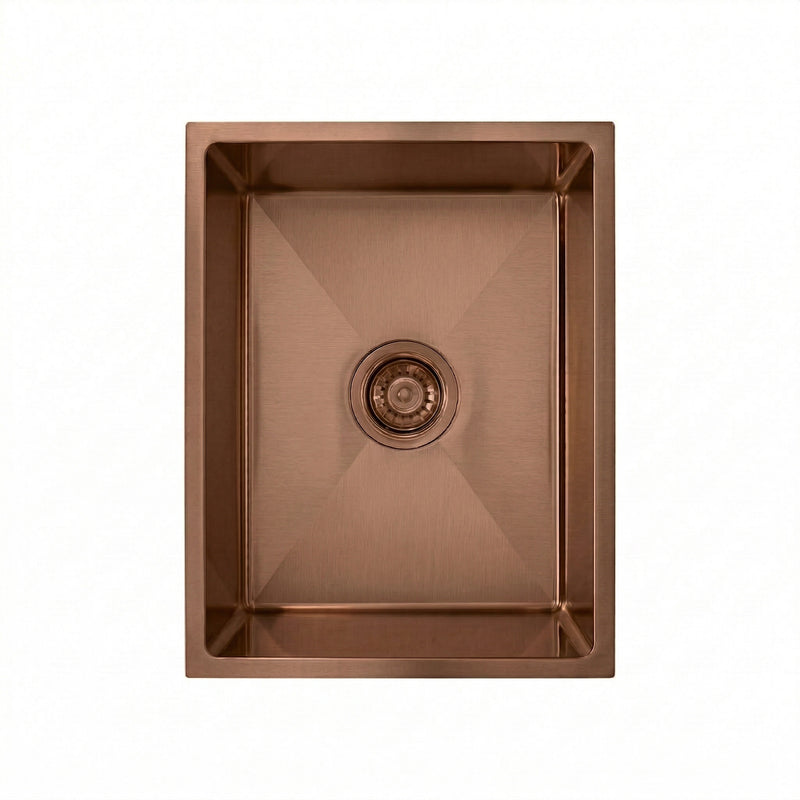 Emma 350x450x220 Brushed Copper Rose Gold Single Bowl Stainless Steel Sink