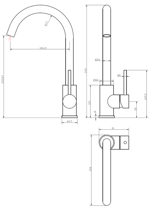 50405BRG Black/Rose Gold Kitchen/Laundry Mixer