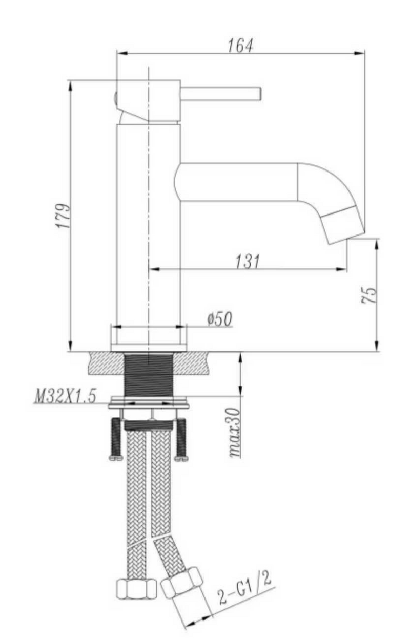 50411BN Brushed Nickel Short Basin Mixer