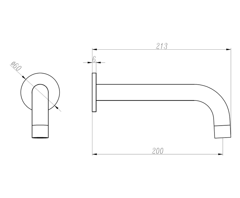 5042C Chrome Wall Basin/Bath Spout