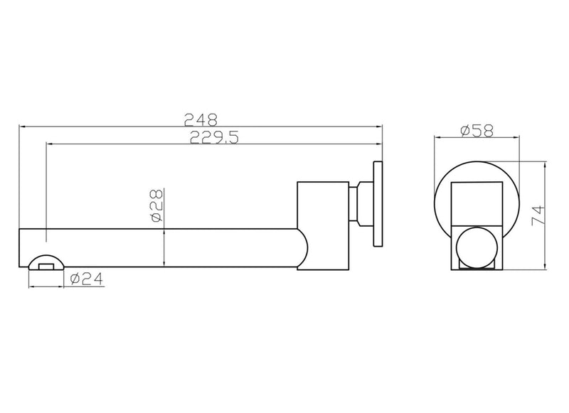 5043C Chrome SWIVEL Wall Basin/Bath Spout