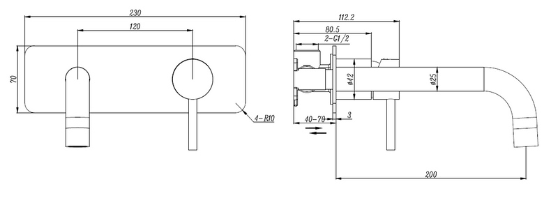 50451-2C Chrome Wall Basin/Bath Mixer with Spout
