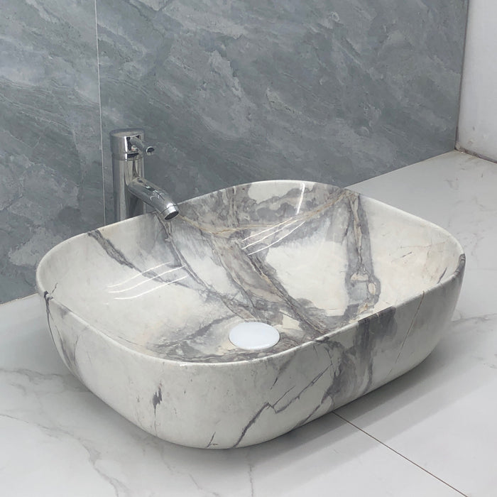 MQG18 Gloss White Marble Basin