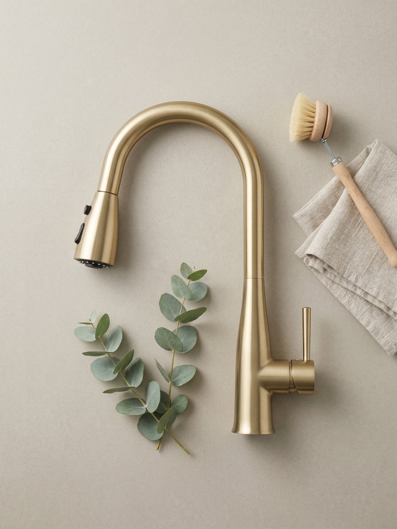57305SG Brushed Gold Pull-Out Kitchen/Laundry Sink Mixer