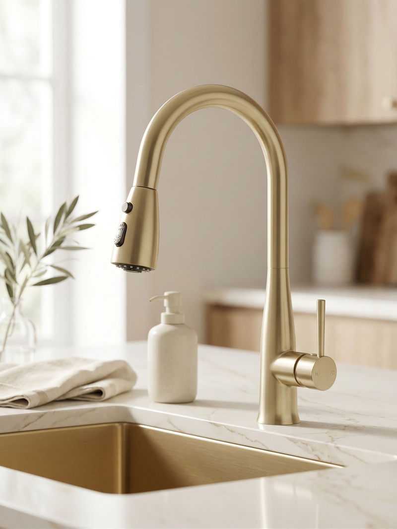 57305SG Brushed Gold Pull-Out Kitchen/Laundry Sink Mixer