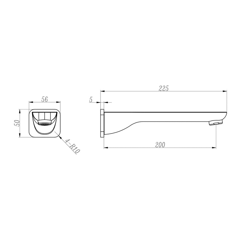 7302B/RG Black/Rose Gold Wall Basin/Bath Spout