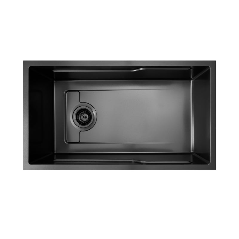 Mia 800x450x230 Embossed Gunmetal Black Single Bowl Stainless Steel Sink