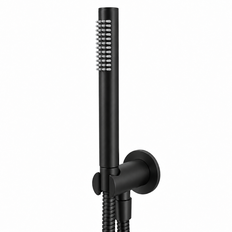 Matt Black Round Handheld Shower with Hose