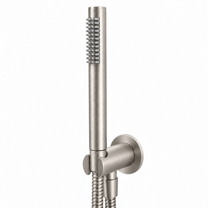 Brushed Nickel Round Handheld Shower with Hose
