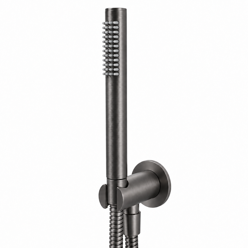 Brushed Gunmetal Round Handheld Shower with Hose