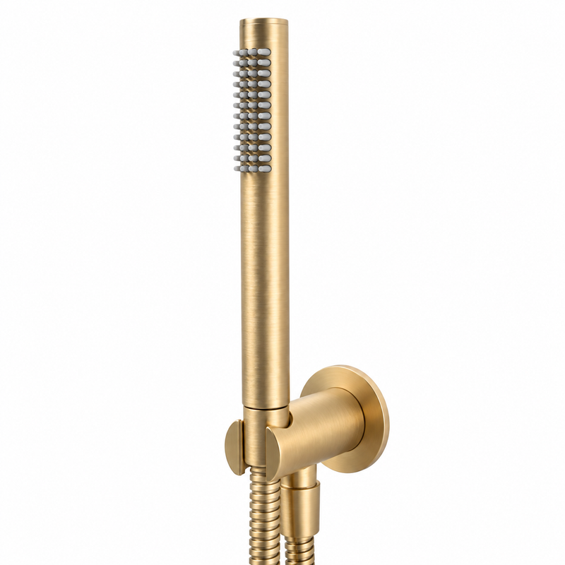 Brushed Gold Round Handheld Shower with Hose