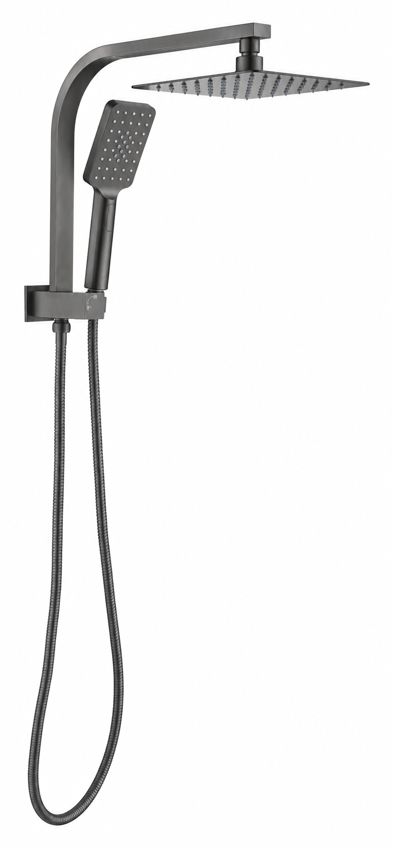 Brushed Gun Metal Square Twin 2 in 1 Shower with 250mm(10") Head