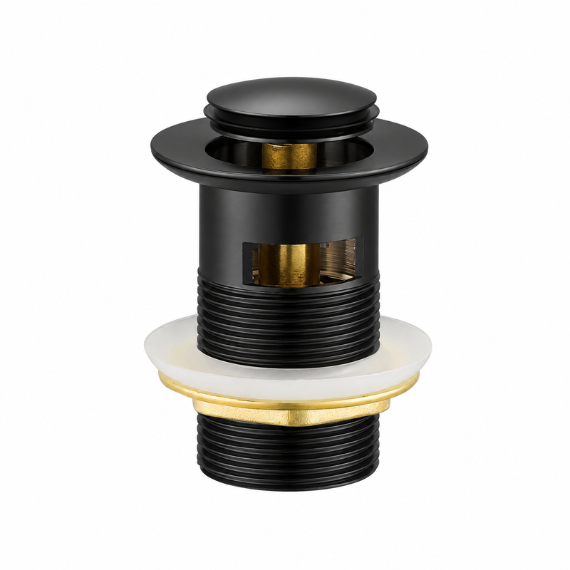 Black 32mm Basin Pop up Waste Plug With Overflow
