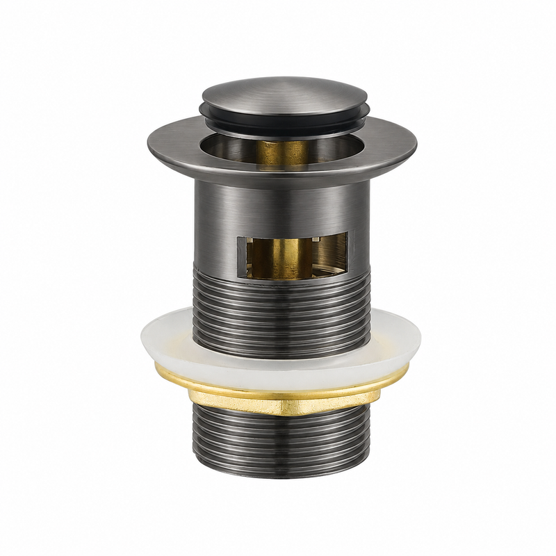 Gun Metal 32mm Basin Pop up Waste Plug With Overflow